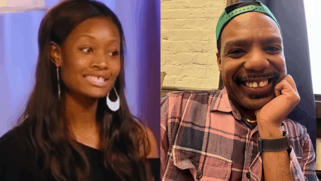 A side-by-side collage of Dani Evans and I (Deron Dalton) showcasing our gaps. 